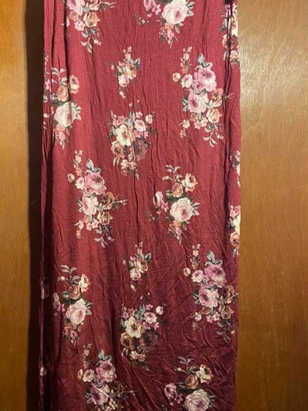 Rainbow Burgundy Floral Maxi Skirt